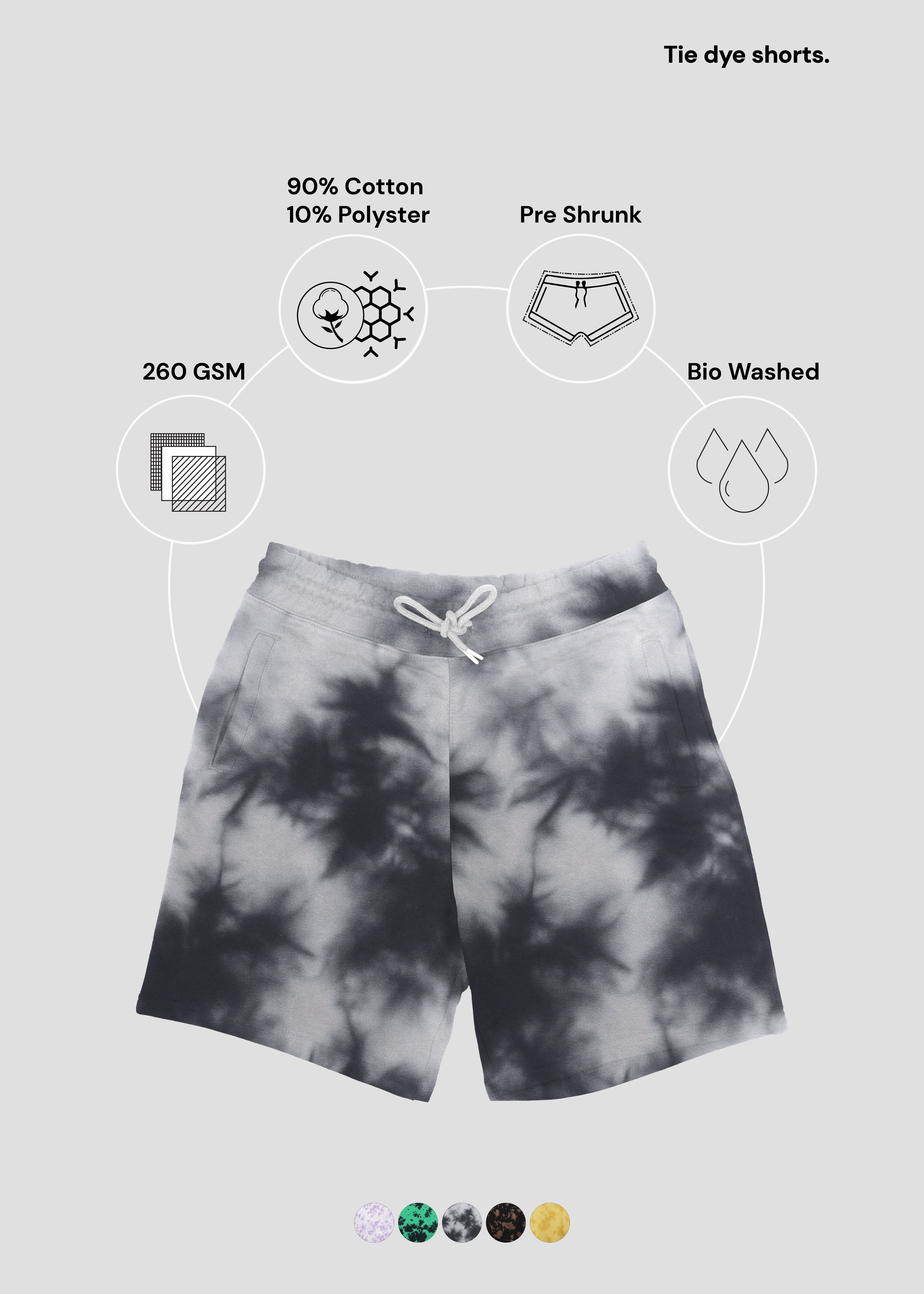White Black Tie Dye Shorts | UT68 – TeeTalkies