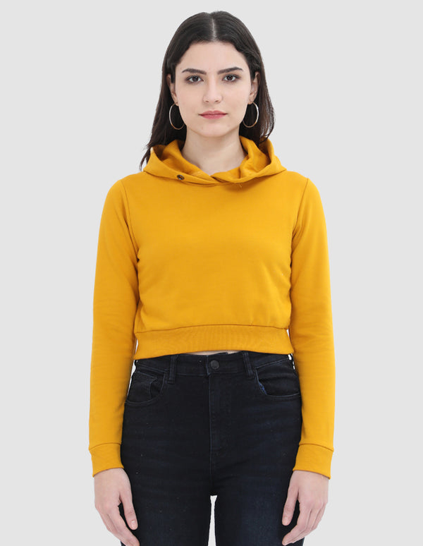 Mustard Yellow Cropped Hoodie | FC32