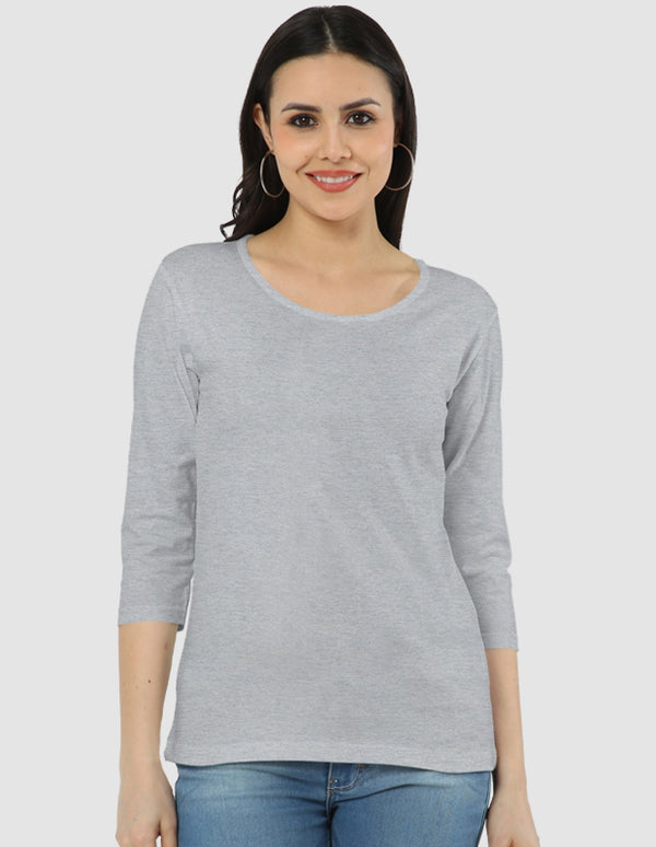 Grey Melange Women's Long Sleeve Tee | FL38