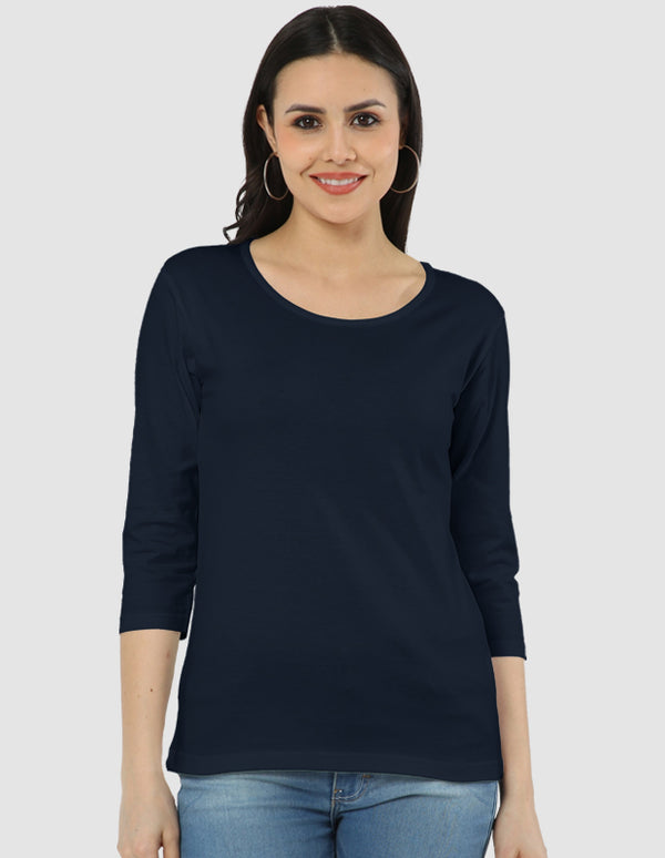 Navy Blue Women's Long Sleeve Tee | FL38