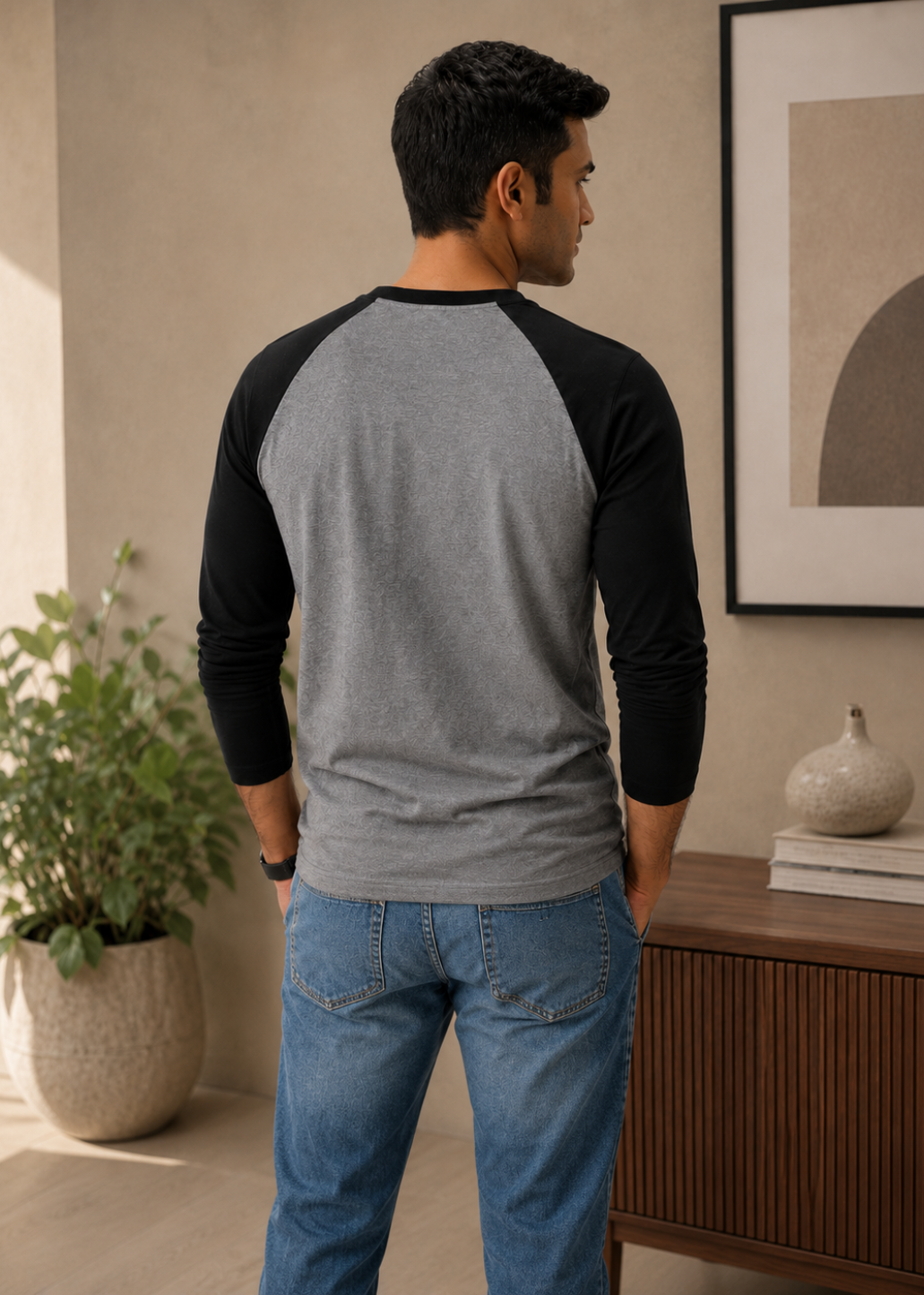 Black Charcoal Melange Raglan T-Shirt – TeeTalkies