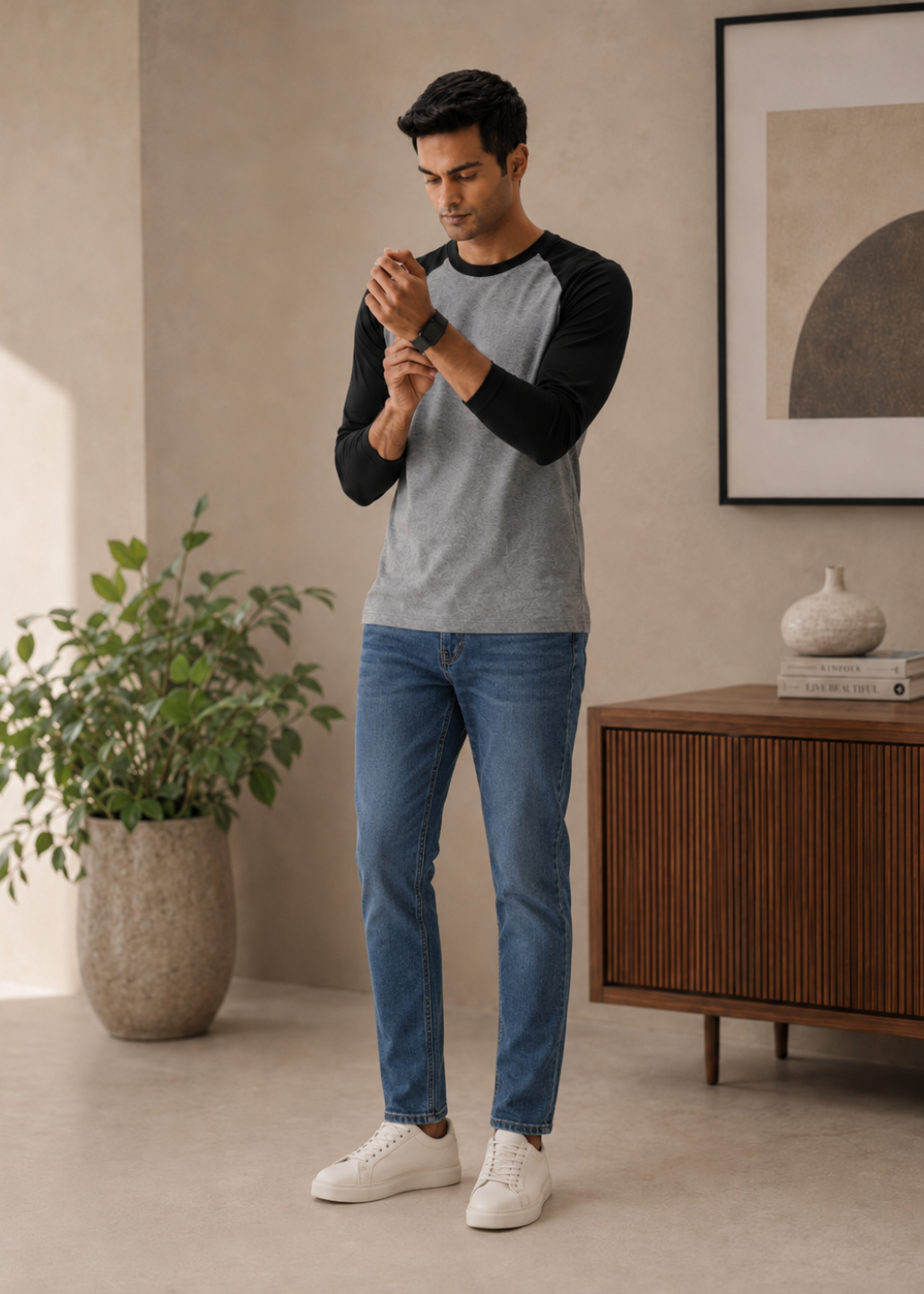 Black Charcoal Melange Raglan T-Shirt – TeeTalkies