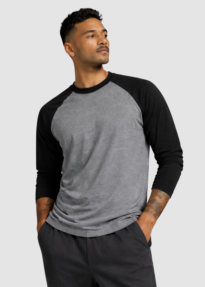 Black Charcoal Melange Raglan T-Shirt – TeeTalkies