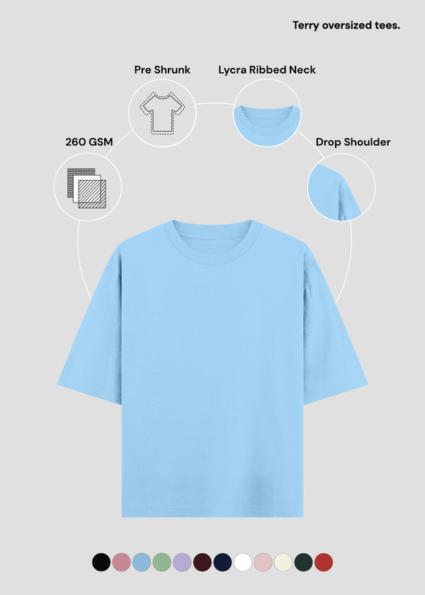 Baby Blue Terry Oversized Tee | UT27