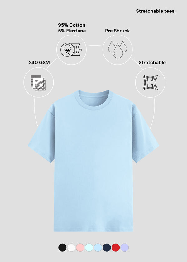 Baby Blue Cotton Stretch T-Shirt | UC48