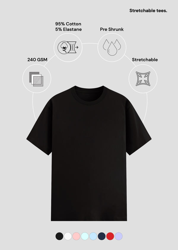 Black Cotton Stretch T-Shirt | UC48