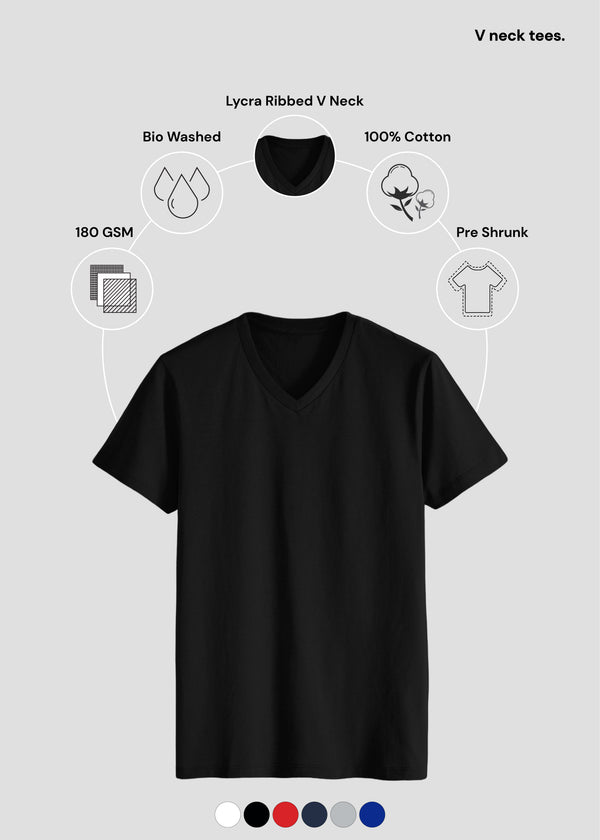 Black V Neck T-Shirt | UV34