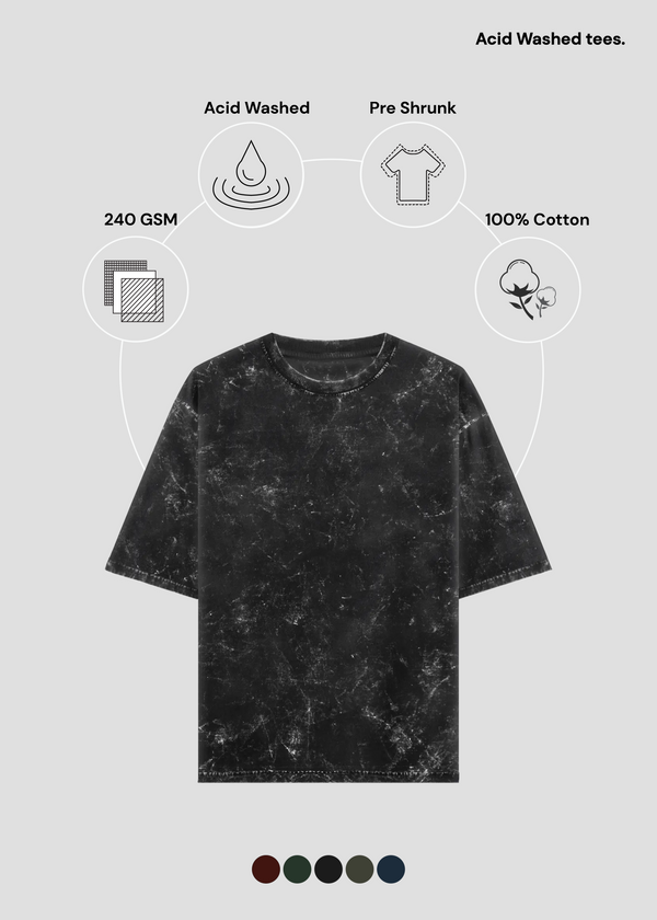 Black Acid Washed Oversized Tee | UC61