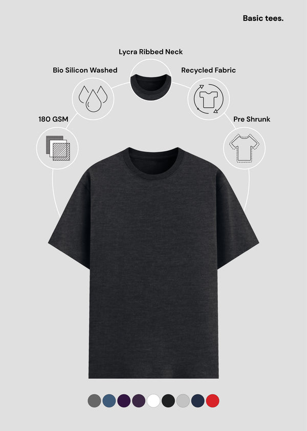 Black Melange Basic T-Shirt PC | UB73