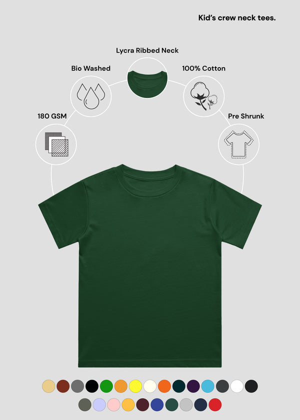 Bottle Green Kids Crew Neck T-Shirt | BC21
