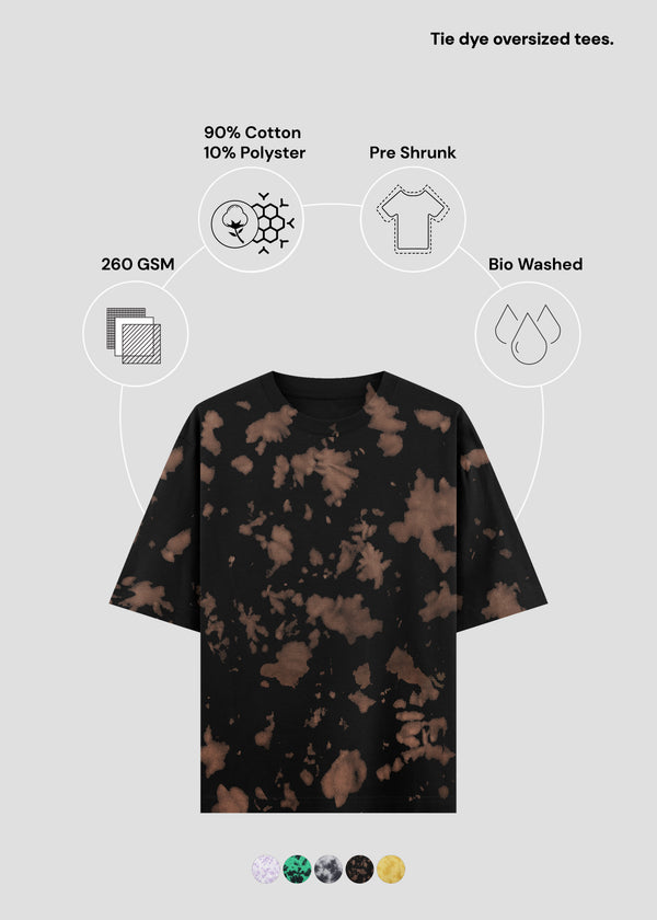 Brown Black Tie Dye Oversized T-Shirt | UT58