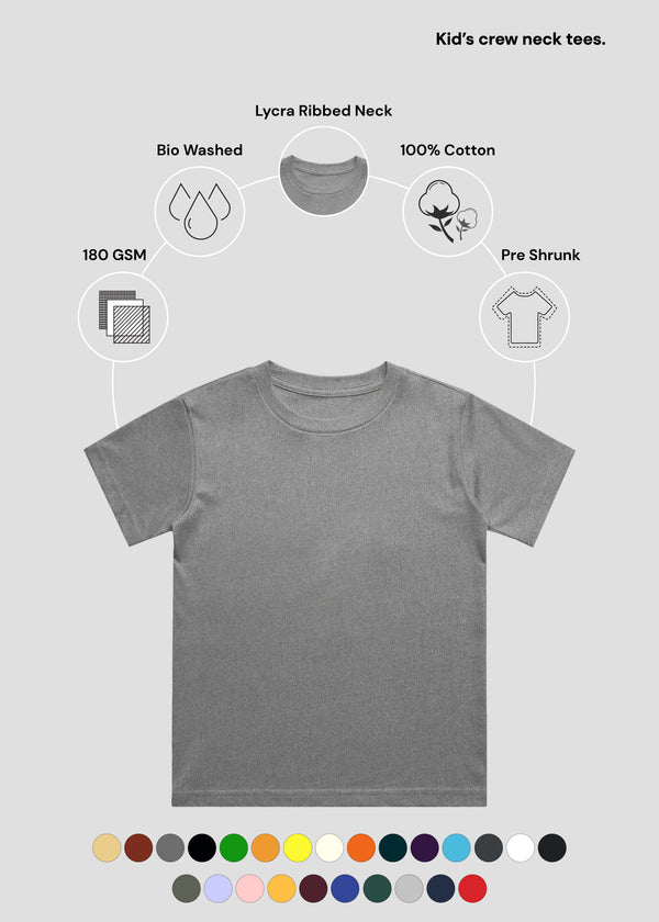 Charcoal Melange Kids Crew Neck T-Shirt | BC21