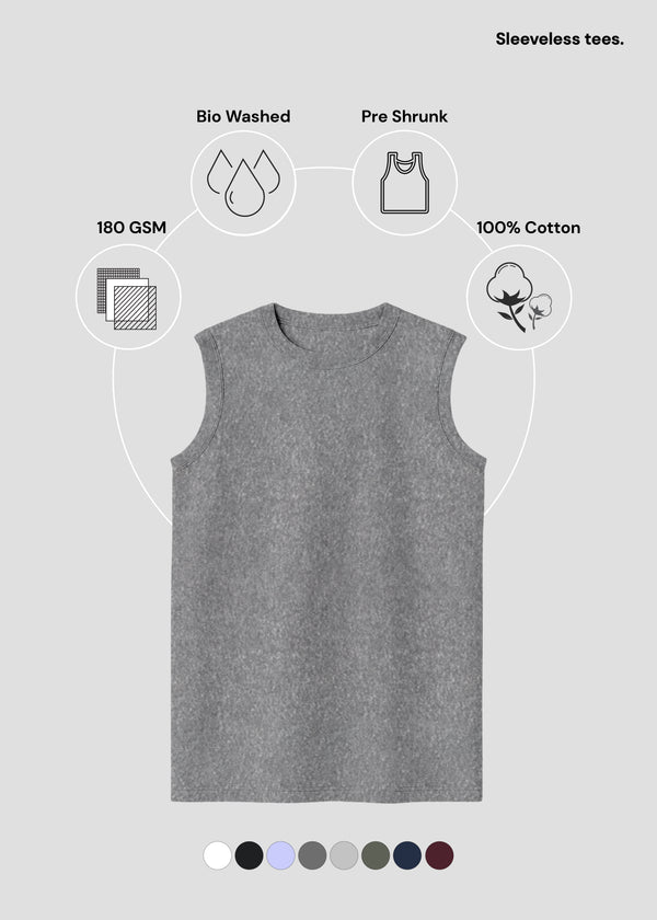 Charcoal Melange Men's Sleeveless T-Shirt | MS36