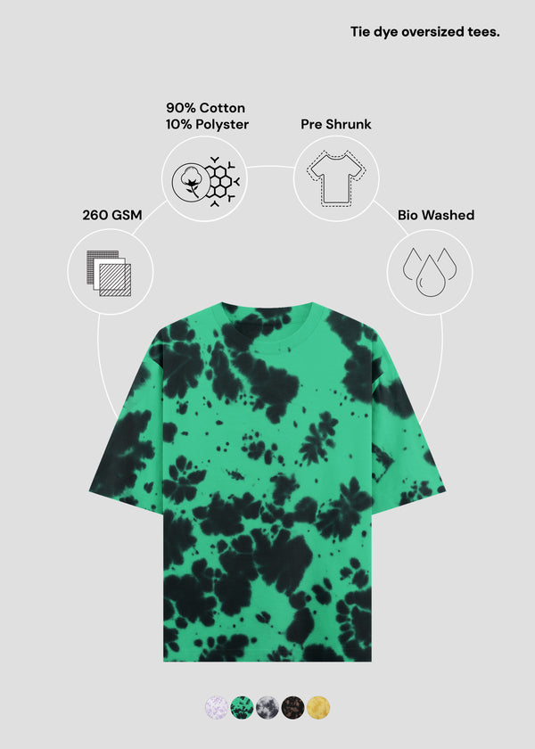 Green Black Tie Dye Oversized T-Shirt | UT58
