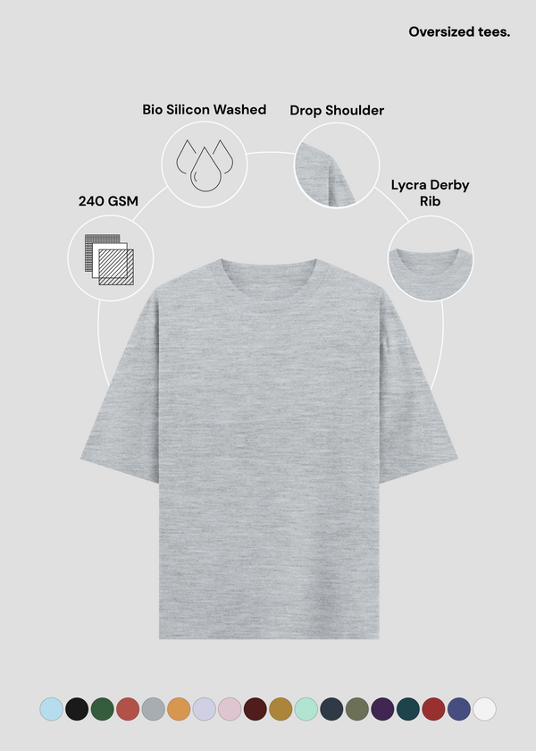 Grey Melange Oversized Classic T-Shirt | UC22