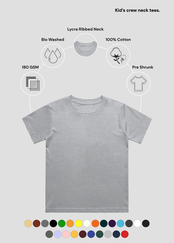 Grey Melange Kids Crew Neck T-Shirt | BC21