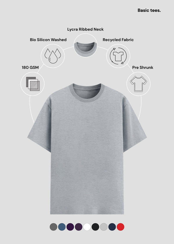 Grey Melange Basic T-Shirt PC | UB73
