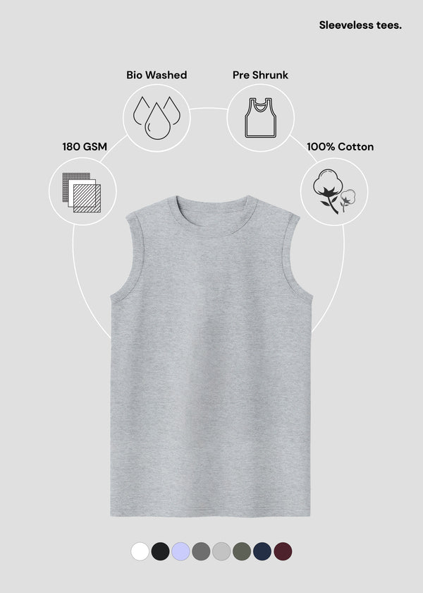 Grey Melange Men's Sleeveless T-Shirt | MS36