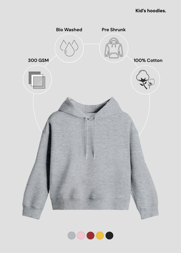 Grey Melange Kids Hoodie | KH63