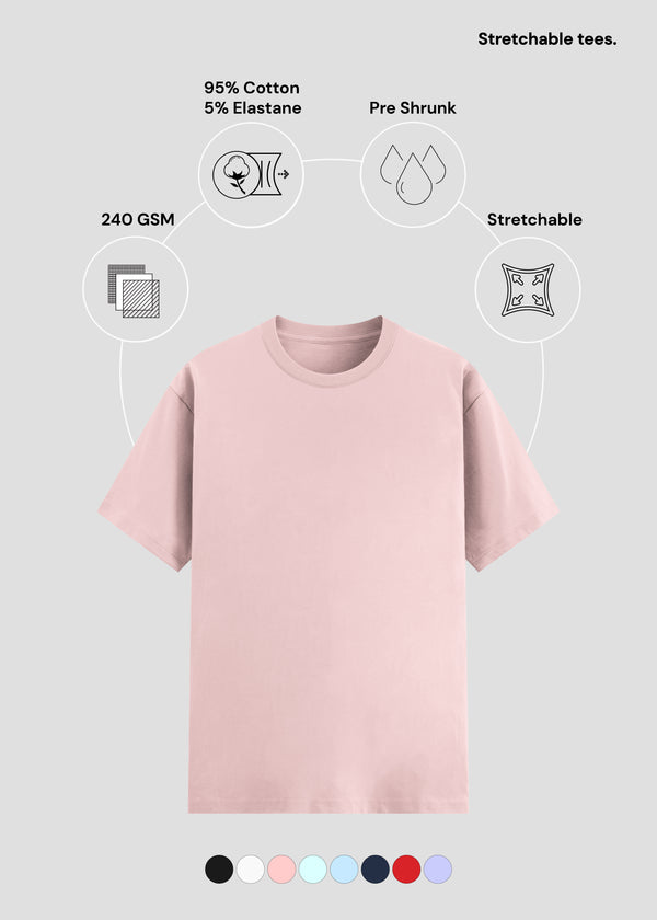 Light Pink Cotton Stretch T-Shirt | UC48
