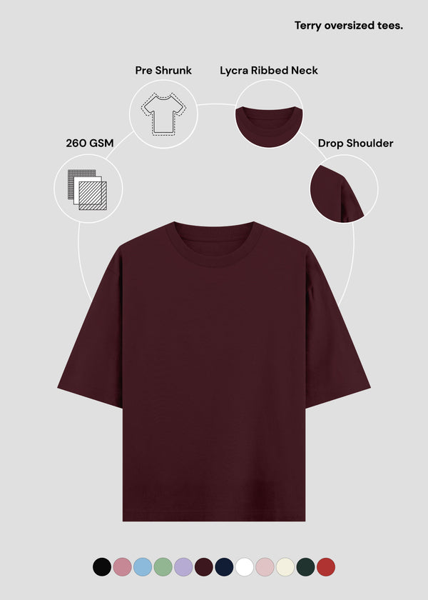 Maroon Terry Oversized Tee | UT27