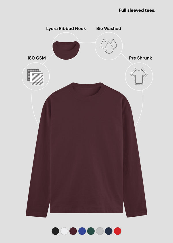 Maroon Men's Full Sleeve T-Shirt | MA27
