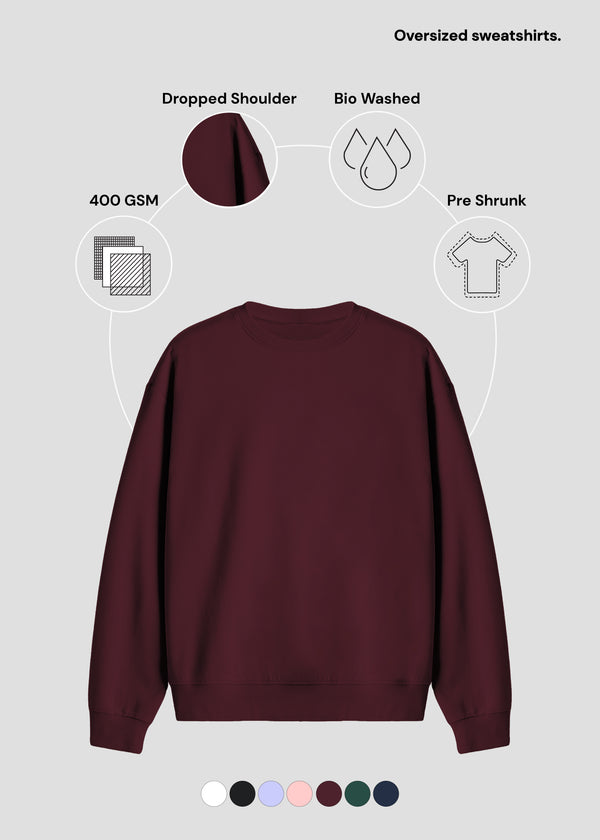 Maroon Unisex Oversized Sweatshirt UH35