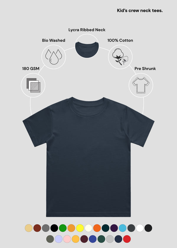 Navy Blue Kids Crew Neck T-Shirt | BC21