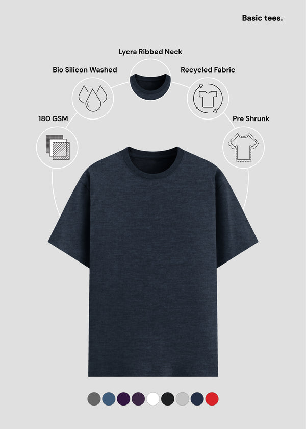 Navy Melange Basic T-Shirt PC | UB73