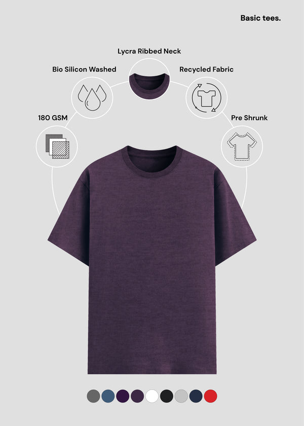 Purple Melange Basic T-Shirt PC | UB73