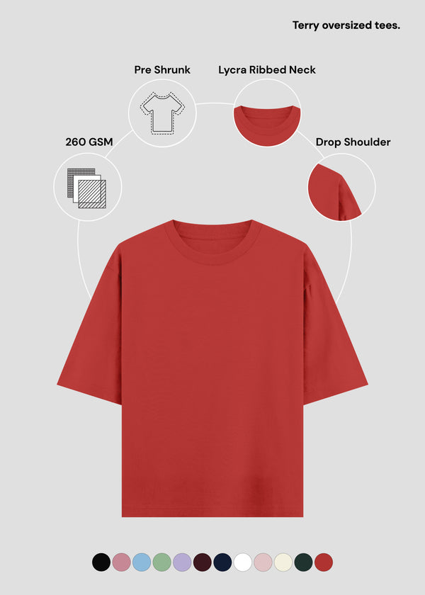 Red Terry Oversized Tee | UT27
