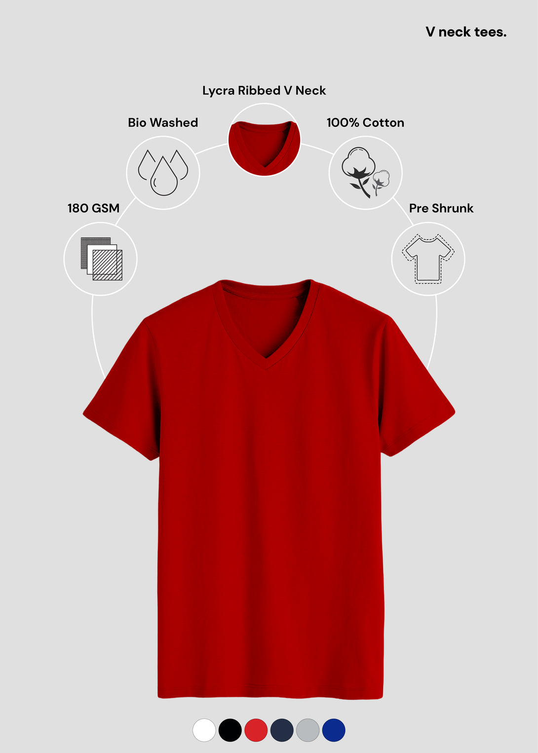 Red V Neck T-Shirt | UV34 – TeeTalkies
