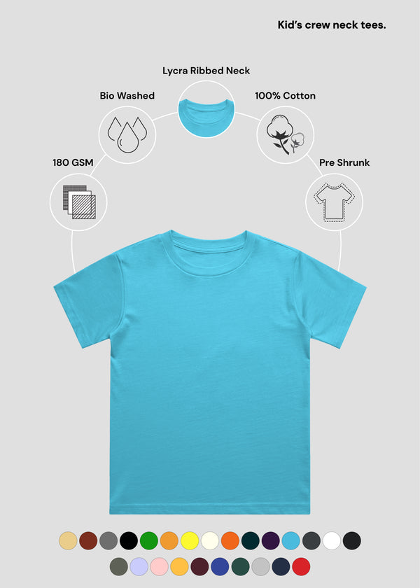 Sky Blue Kids Crew Neck T-Shirt | BC21