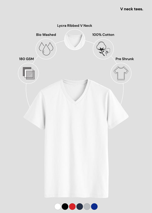 White V Neck T-Shirt | UV34