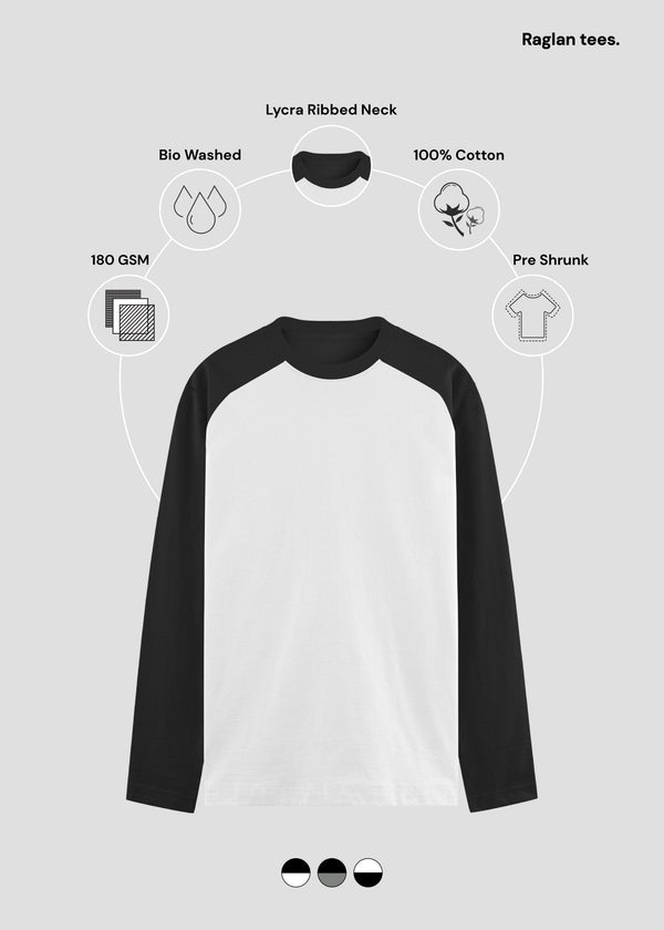 Black White Raglan T-Shirt | UR37