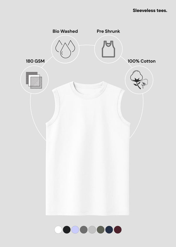 White Men's Sleeveless T-Shirt | MS36