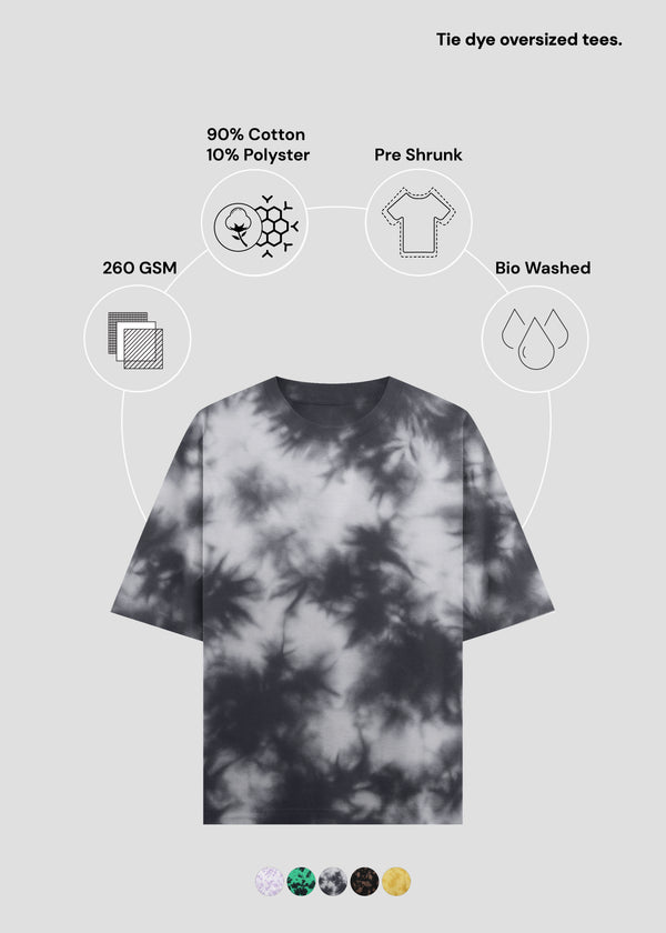 White Black Tie Dye Oversized T-Shirt | UT58