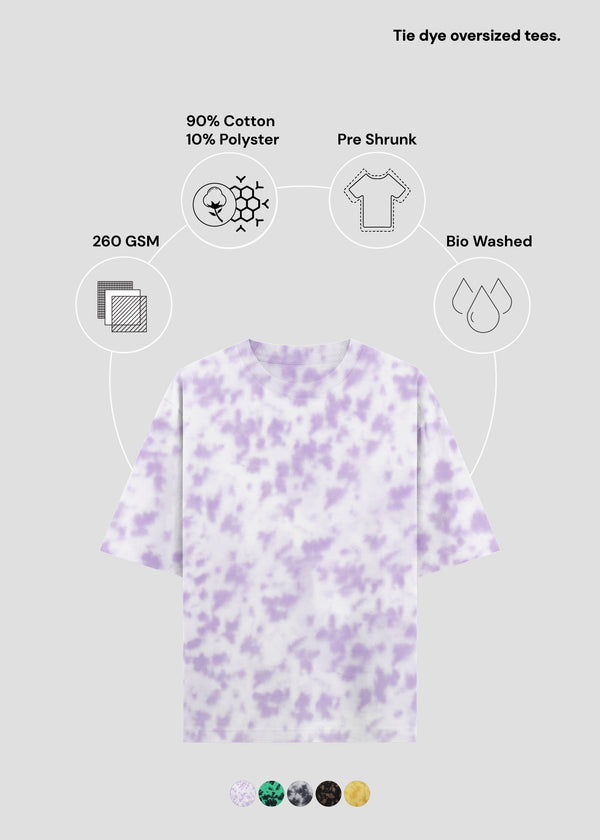White Lavender Tie Dye Oversized T-Shirt | UT58