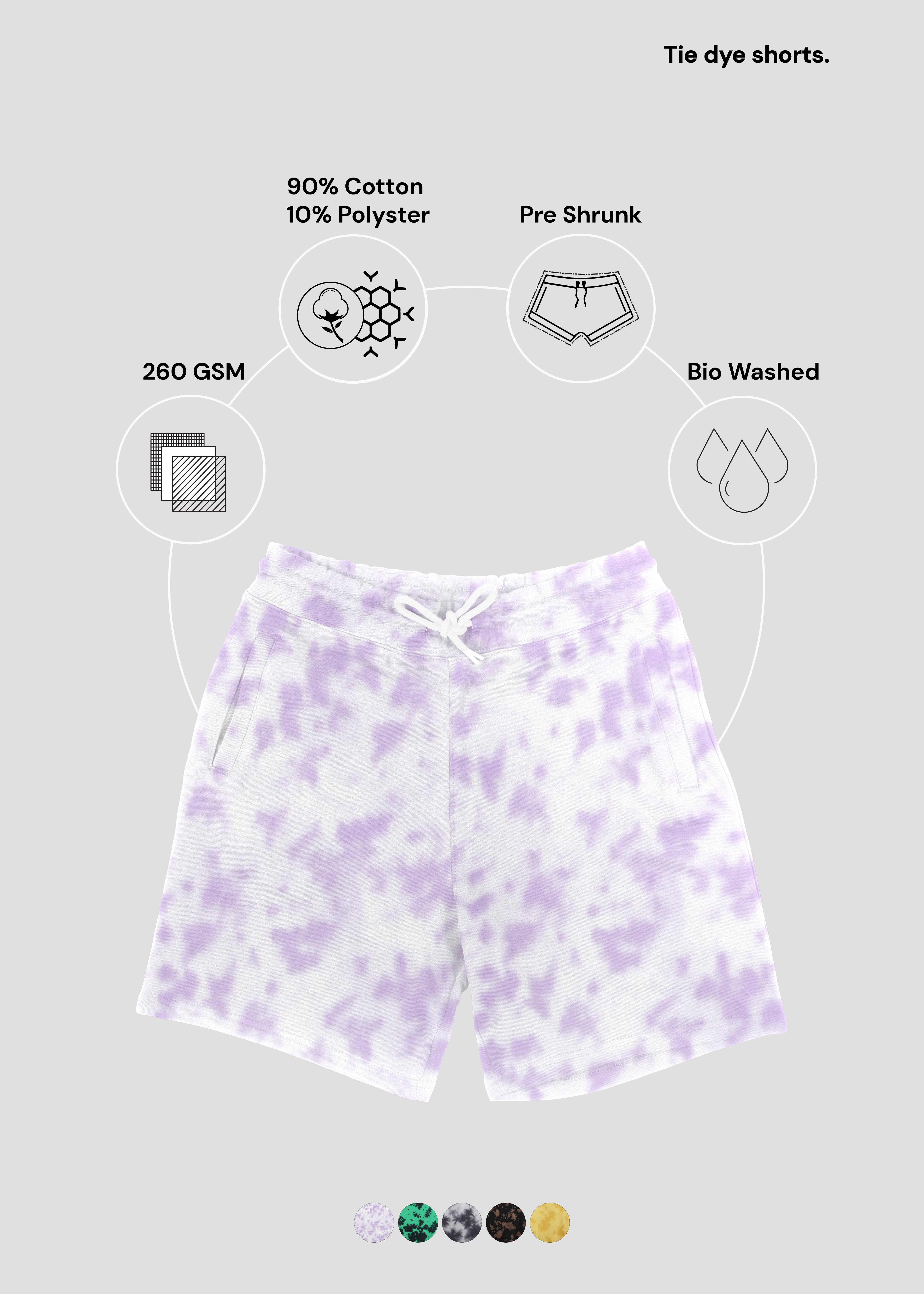 【新品】Tie-Dye Pattern Zip Shorts white XL White Lavender Tie Dye Shorts | UT68 – TeeTalkies